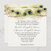 Moderne Pfauenfedern Monogramm Mit Monogramm Einladung (Vorne/Hinten)