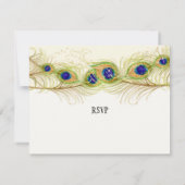 Moderne Pfauenfedern Monogramm Mit Monogramm RSVP Karte (Rückseite)
