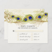 Moderne Pfauenfedern Monogramm Mit Monogramm RSVP Karte (Vorne/Hinten)