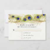 Moderne Pfauenfedern Monogramm Mit Monogramm RSVP Karte (Vorderseite)