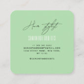 Moderne Pfefferminzmonogramm-Initialen für Haarste Quadratische Visitenkarte (Rückseite)