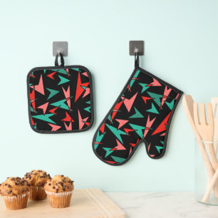 Moderne Pfeile Aqua und Orange Snazzy Ofenhandschuh & Topflappen-Set