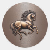 Moderne PferdeEquine Stilvolle Kupfer Textur Runder Aufkleber (Vorderseite)