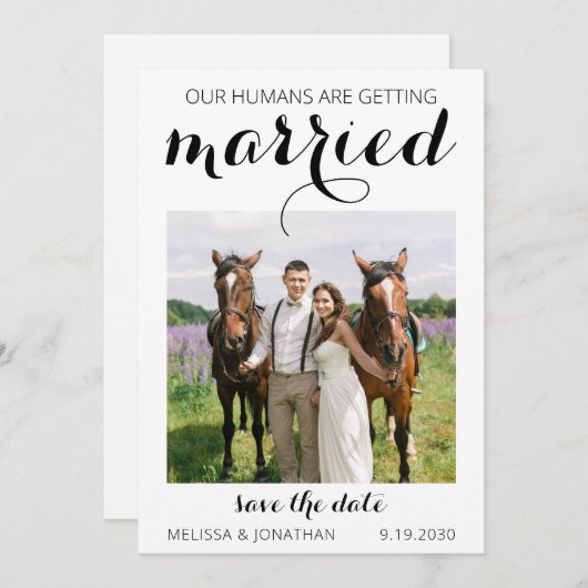 Moderne Pferdereitepferd-Hochzeit für Foto Save The Date (Vorne/Hinten)