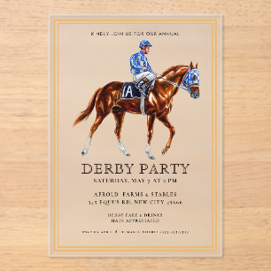 Moderne Pferderennen Derby-Party Reitsport Acryleinladungen