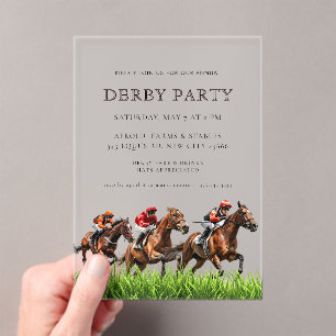 Moderne Pferderennen Derby-Party Reitsport Acryleinladungen