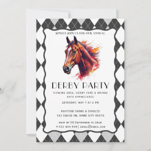 Moderne Pferderennen Derby-Party Reitsport-Einladu Einladung
