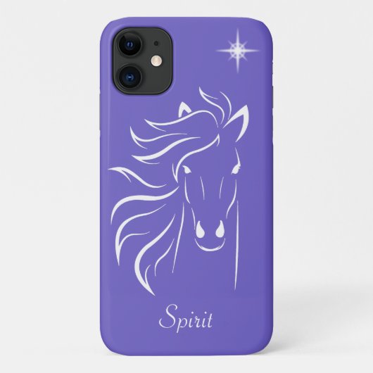 Moderne Pferdesilhouette Bildkunst auf Periwinkle Case-Mate iPhone Hülle (Rückseite)