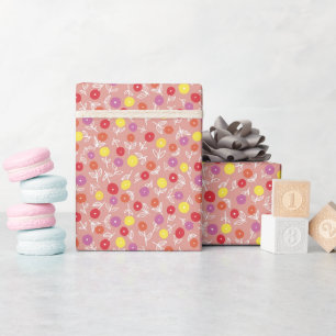 Moderne Pfirsich-Blumen-Babyparty-Geburtstagsmuste Geschenkpapier