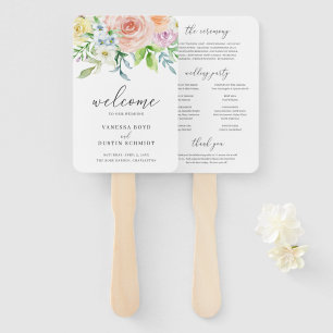 Moderne Pfirsich-Blumen-Elegante Hochzeitsprogramm Fächer
