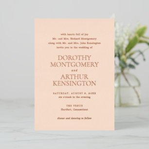 Moderne Pfirsich Elegante Hochzeit Folieneinladung