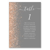 Moderne Pfirsich-Glitter-Graue Hochzeit Tischnummer (Rückseite)