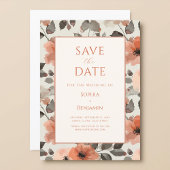 Moderne Pfirsich-Hochzeit Save The Date