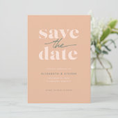 Moderne Pfirsich--Karte Save The Date (Stehend Vorderseite)