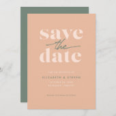 Moderne Pfirsich--Karte Save The Date (Vorne/Hinten)