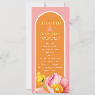 Moderne Pfirsich-Pfirsich-Rosa Mohn-Hochzeitsprogr Einladung
