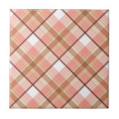 Moderne Pfirsich-Rot-Orange-Weiß-Braun-Karo-Muster Fliese (Vorderseite)