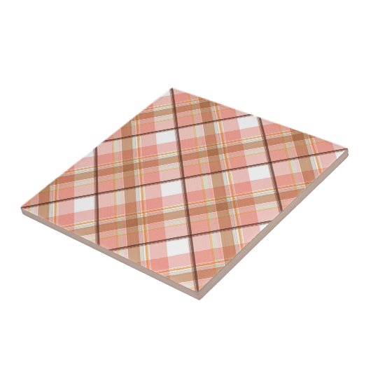 Moderne Pfirsich-Rot-Orange-Weiß-Braun-Karo-Muster Fliese (Seite)