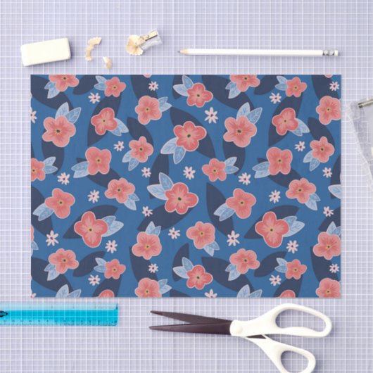 Moderne Pfirsich- und Bläsermuster Seidenpapier (Handwerk)