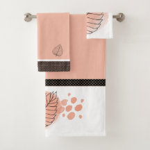 Moderne Pfirsich, weiße und schwarze Polka Punkte