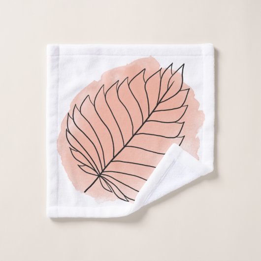 Moderne Pfirsich, weiße und schwarze Polka Punkte Badhandtuch Set (Waschlappen)