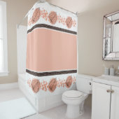 Moderne Pfirsich, weiße und schwarze Polka Punkte  Duschvorhang (Beispiel)