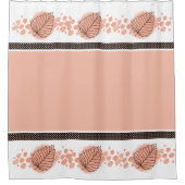 Moderne Pfirsich, weiße und schwarze Polka Punkte Duschvorhang (Vorderseite)