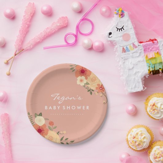 Moderne Pfirsichblütendusche Teller (Party)