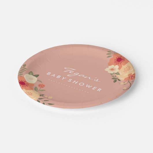 Moderne Pfirsichblütendusche Teller (Schrägansicht)