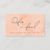 Moderne pfirsichfarbene Aquarell & Haare Empfehlungskarte (Vorderseite)