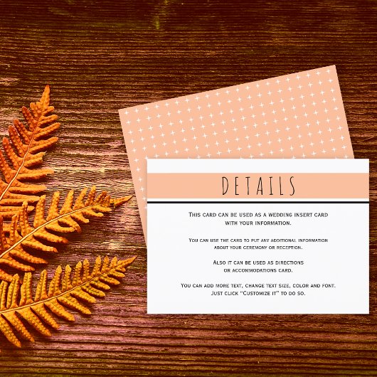 Moderne pfirsichfarbene Details Begleitkarte