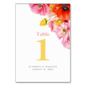 Moderne pfirsichfarbene Orangenpfeife Hochzeiten Tischnummer (Rückseite)