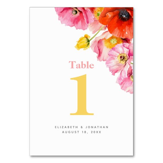 Moderne pfirsichfarbene Orangenpfeife Hochzeiten Tischnummer (Rückseite)