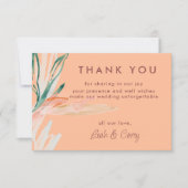 Moderne Pfirsichhochzeit Dankeskarte (Vorderseite)