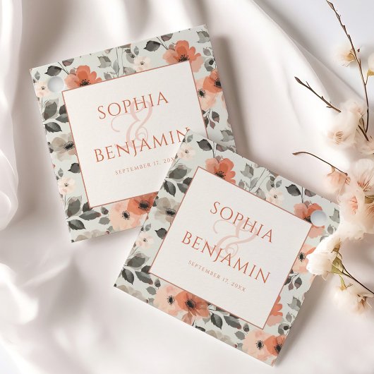 Moderne Pfirsichhochzeit Geschenkanhänger