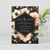 Moderne Pfirsichhochzeit Save The Date (Stehend Vorderseite)