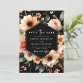 Moderne Pfirsichhochzeit Save The Date (Stehend Vorderseite)