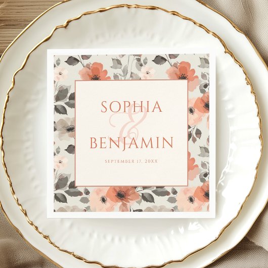 Moderne Pfirsichhochzeit Serviette