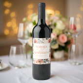 Moderne Pfirsichhochzeit Weinetikett