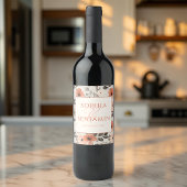 Moderne Pfirsichhochzeit Weinetikett