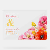 Moderne Pfirsichrosa orange gelbe Pflaumen Willkom Acrylschild (Vorderseite)