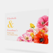 Moderne Pfirsichrosa orange gelbe Pflaumen Willkom Acrylschild (Winkel)