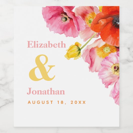 Moderne Pfirsichrosa Orangengelbe Pfefferkuchen Ho Weinetikett (Einzelnes Label)