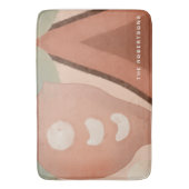 Moderne Pfirsichrost Trendstück Bio Abstrakte Kuns Badematte (Vorderseite Vertikal)