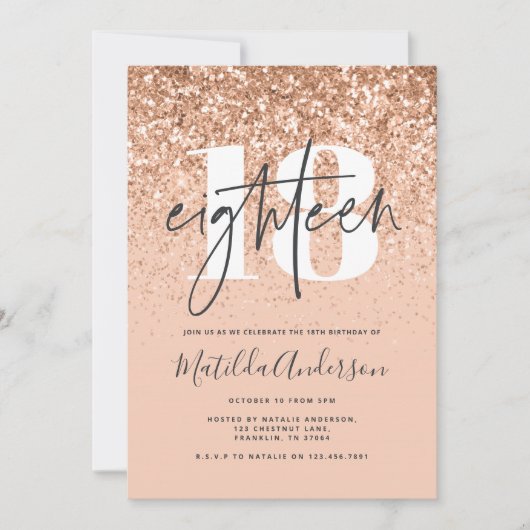 Moderne Pfirsichtypografie 18 Geburtstag (Vorderseite)