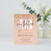 Moderne Pfirsichtypografie 18 Geburtstag Postkarte (Stehend Vorderseite)