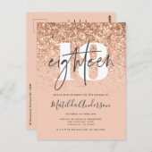 Moderne Pfirsichtypografie 18 Geburtstag Postkarte (Vorne/Hinten)