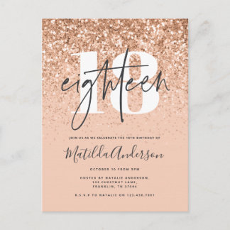 Moderne Pfirsichtypografie 18 Geburtstag Postkarte