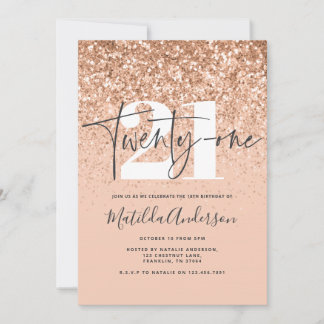 Moderne Pfirsichtypografie 21 Geburtstag
