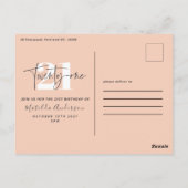 Moderne Pfirsichtypografie 21 Geburtstag Postkarte (Rückseite)